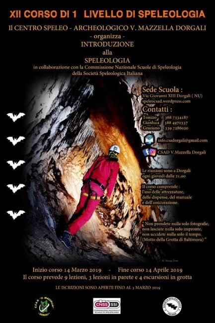 CSAD Dorgali - XII corso di primo livello di speleologia